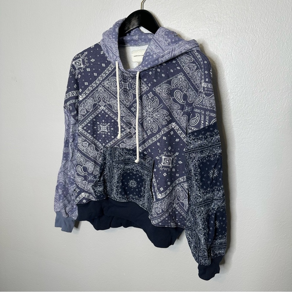 American Eagle Blue Patchwork Bandana Oversized H… - image 3